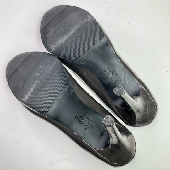 Victor Alfaro Clairette patent leather platform stiletto heels dark taupe 7.5 - Picture 8 of 9